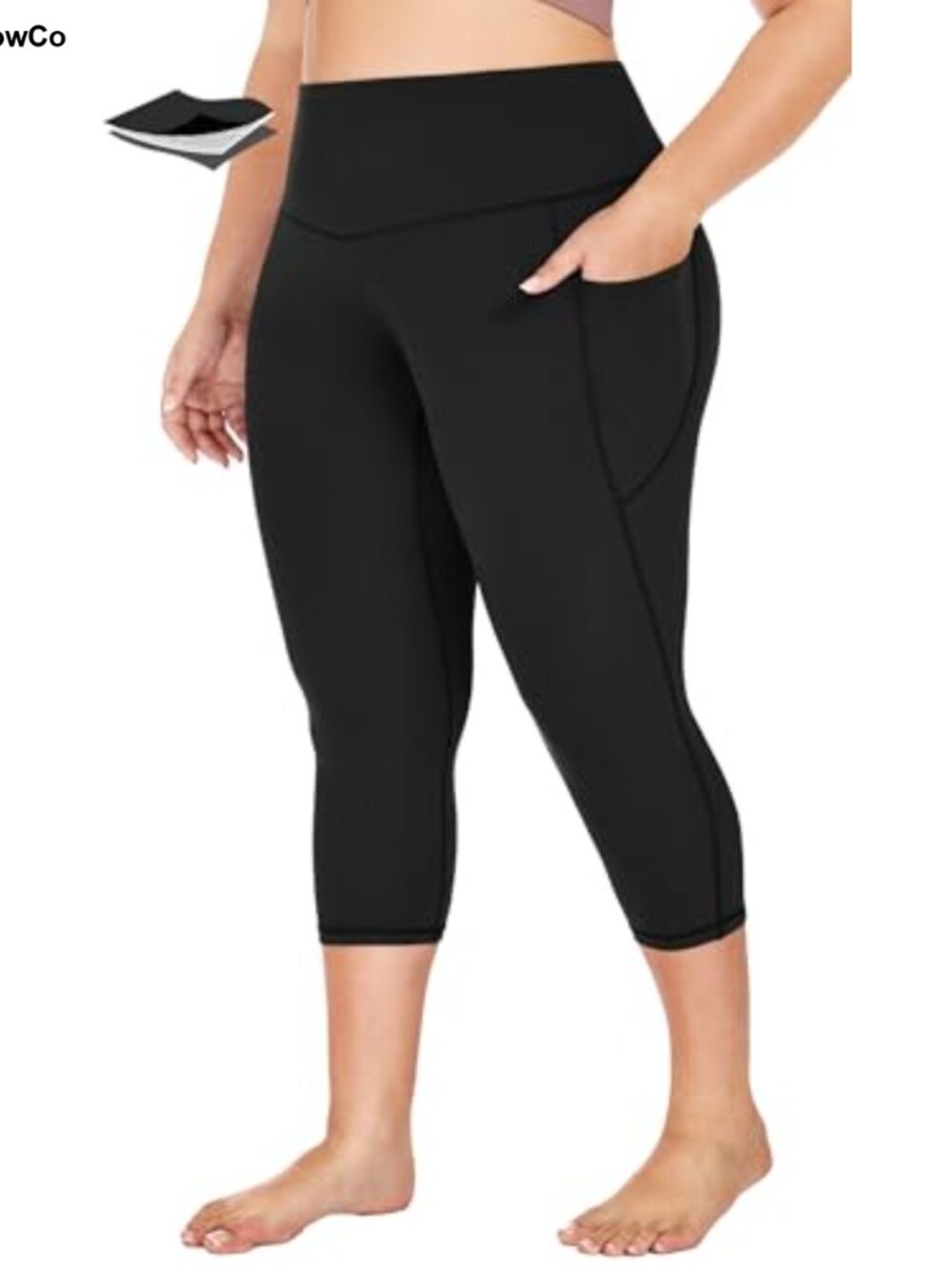 Plus Size High Waisted Capri Leggings with Pockets Tummy Control Yoga Pants